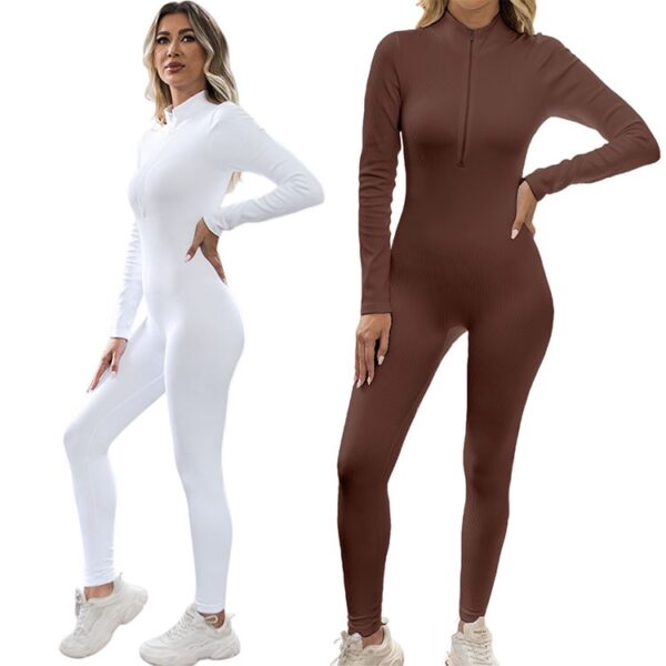 Ribbed Long Sleeve Yoga Jumpsuit OEM