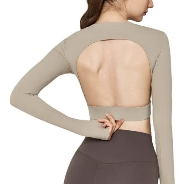 Seamless Cut-Out Back Long Sleeve Top