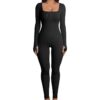 Ribbed Long Sleeve Yoga Jumpsuit OEM