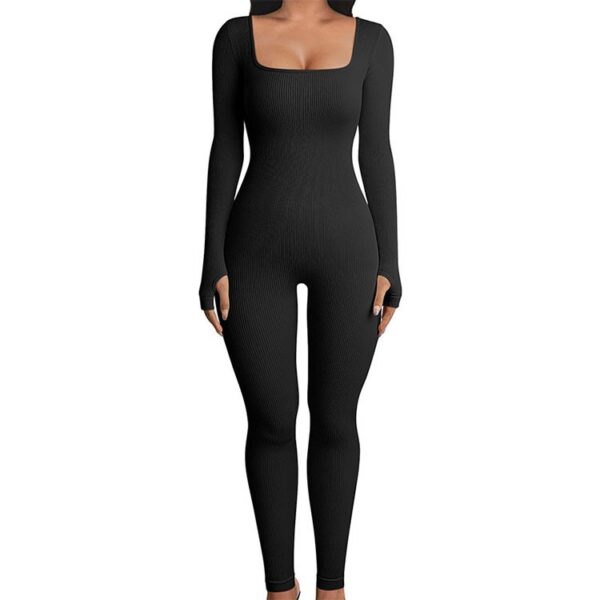 Ribbed Long Sleeve Yoga Jumpsuit OEM